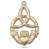 14kt Solid Gold Irish Celtic Knot and Claddagh Medal Pendant 1 1/4 inch by 3/4 inch handcrafted by Bliss