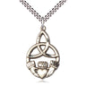 Large sterling silver Irish Knot Claddagh pendant necklace, 1 1/4 inch Celtic design on 24 inch chain by Bliss
