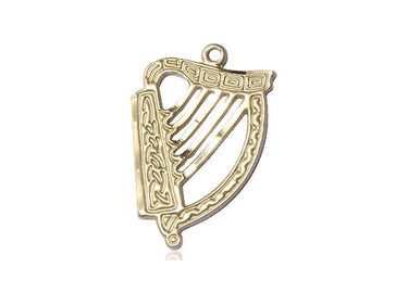 14kt solid gold Irish harp medal pendant 7/8 inch Celtic Catholic jewelry Bliss USA handcrafted