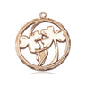 14kt Solid Gold Irish Shamrock Harp Medal Pendant 7/8 x 7/8 inch Bliss USA
