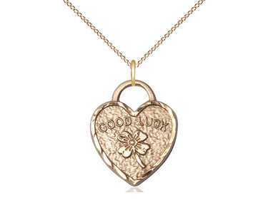 14kt gold filled shamrock heart pendant necklace 3/4 inch with 18 inch chain handmade by Bliss