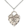 Sterling Silver Good Luck Shamrock Heart Pendant Necklace 3/4 inch by 5/8 inch on 18 inch Chain Handcrafted by Bliss USA