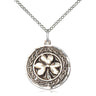 Sterling Silver Shamrock Celtic Border Necklace 3/4 x 3/4 inch Medium Pendant 18 Inch Chain by Bliss