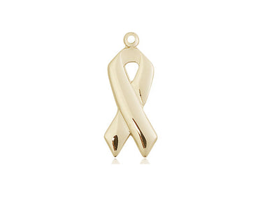 14kt Solid Gold Cancer Awareness Ribbon Pendant 7/8 x 3/8 inch Handmade by Bliss Manufacturing