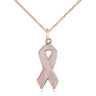 Gold Filled Pink Cancer Awareness Ribbon Necklace 7/8 x 1/4 inch with 18 inch Curb Chain by Bliss