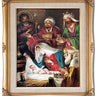 Large Nativity scene Catholic framed wall art 16x20 inches with antique gold frame by Adolfo Simeone