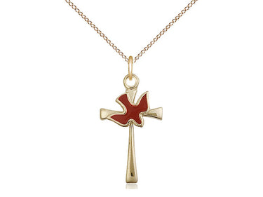 14kt Gold Filled Cross with Holy Spirit Dove Necklace 7/8 x 1/2 inches on 18 inch chain by Bliss Manufacturing
