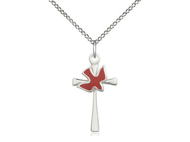 Sterling Silver Cross with Holy Spirit Dove Necklace 7/8 x 1/2 inches on 18 inch chain by Bliss