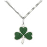 Sterling Silver small Shamrock Catholic pendant necklace with 18 inch chain by Bliss Manufacturing