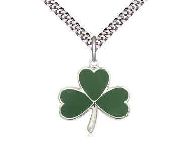 Sterling Silver Shamrock Pendant Necklace 3/4 inch with 24 inch chain handcrafted in USA by Bliss