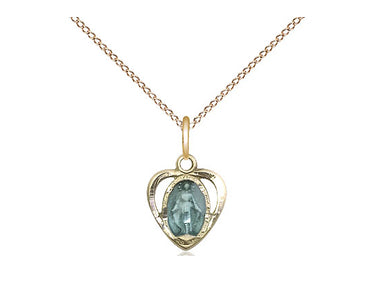 Small gold filled Miraculous Heart medal necklace 3/8 x 3/8 inches with 18 inch chain by Bliss