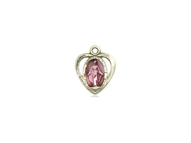 Small 14kt solid gold Miraculous Medal pendant 3/8 x 3/8 inches handcrafted by Bliss