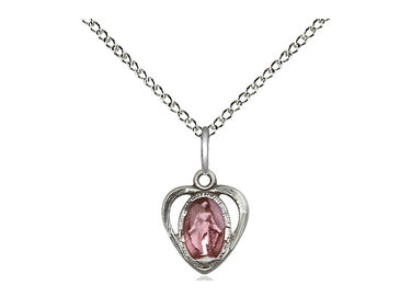 Small sterling silver Miraculous Medal necklace 3/8 inches with 18 inch chain by Bliss Manufacturing