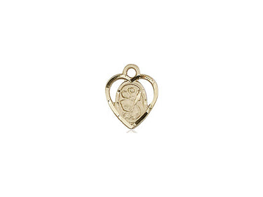 Small 14kt solid gold St. Christopher patron saint medal pendant 3/8 inch by 1/4 inch handmade by Bliss USA