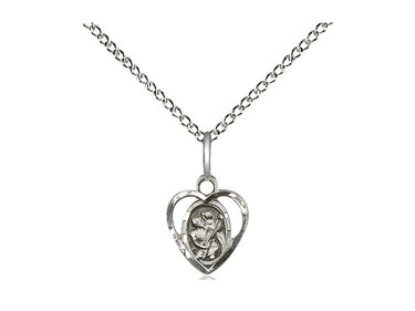 Small sterling silver St. Christopher patron saint medal necklace with 18 inch chain by Bliss
