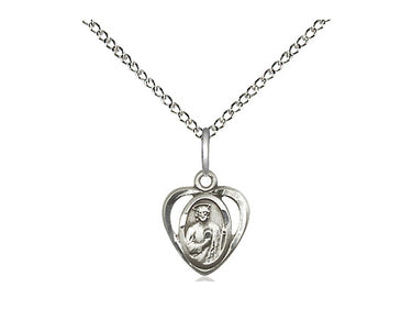 Small Sterling Silver St. Jude Patron Saint Medal Necklace 3/8 inch pendant on 18 inch curb chain by Bliss