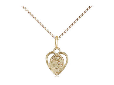 Gold Filled Small St. Ann Patron Saint Medal Necklace 3/8 inch by 1/4 inch with 18 inch Chain by Bliss