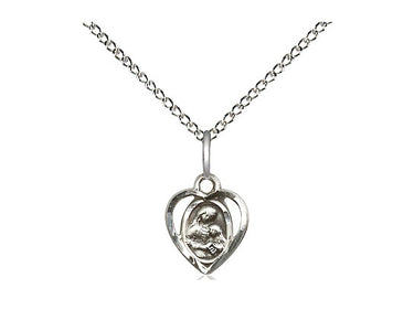 Small Sterling Silver St. Ann Patron Saint Medal Necklace 3/8 x 1/4 with 18 inch Chain by Bliss