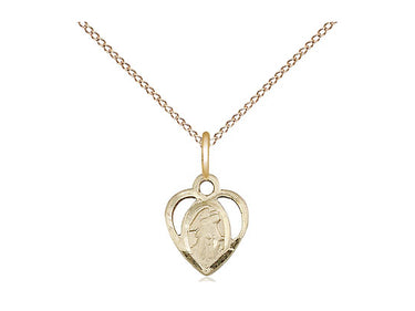 14kt Gold Filled Small Guardian Angel Pendant Necklace 3/8 x 1/4 inch with 18 inch Curb Chain by Bliss