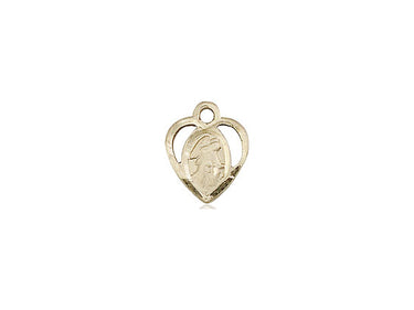 14kt solid gold small Guardian Angel medal pendant 3/8 x 1/4 inch handcrafted by Bliss Manufacturing USA