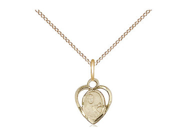 14kt Gold Filled St. Theresa Patron Saint Medal Necklace 3/8 x 1/4 inch with 18 inch chain by Bliss Manufacturing USA