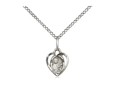 Small Sterling Silver St. Teresa of Avila Patron Saint Medal Necklace 3/8 x 1/4 inch with 18 inch chain by Bliss Manufacturing