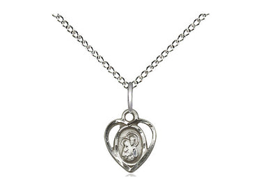 Small Sterling Silver Our Lady of Perpetual Help Medal Necklace 3/8 x 1/4 inch on 18 inch Chain by Bliss
