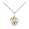 14kt Gold Filled Small Heart Cross Necklace 3/8 inch pendant 18 inch chain handmade by Bliss