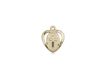 14kt Solid Gold Small Heart Cross Pendant 3/8 inch by 3/8 inch Handcrafted by Bliss
