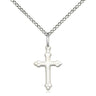Small Sterling Silver Catholic Cross Necklace 5/8 x 3/8 inches with 18 inch chain by Bliss Manufacturing