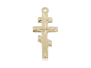 14kt Solid Gold Greek Orthodox Cross Pendant 1 x 1/2 inch Handcrafted by Bliss USA