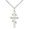 Medium Sterling Silver Greek Orthodox Cross Necklace 1 x 1/2 inches with 18 inch chain by Bliss Manufacturing