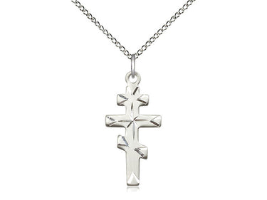 Medium Sterling Silver Greek Orthodox Cross Necklace 1 x 1/2 inches with 18 inch chain by Bliss Manufacturing