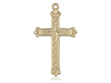 14kt Solid Gold Medium Catholic Cross Pendant 1 1/8 x 5/8 inch handcrafted by Bliss Manufacturing USA