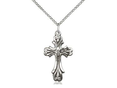 Sterling Silver Medium Cross Necklace 1 inch by half inch pendant on 18 inch chain handmade by Bliss USA