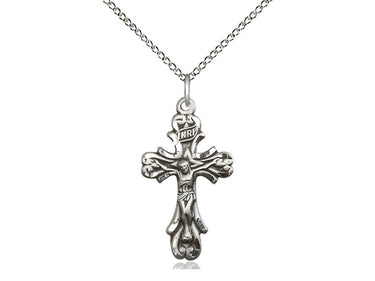 Sterling Silver medium crucifix necklace with 1 inch pendant on 18 inch chain handcrafted by Bliss Manufacturing USA