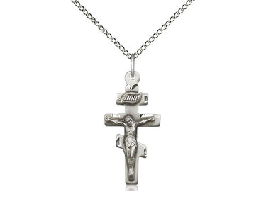 Sterling Silver medium crucifix necklace featuring 1 inch pendant on 18 inch chain handmade by Bliss Manufacturing USA
