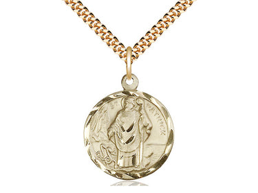 14kt Gold Filled St. Patrick Patron Saint Medal Necklace 7/8 x 3/4 inches on 24 inch chain by Bliss