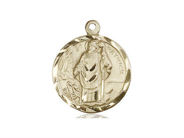 14kt Solid Gold St. Patrick Patron Saint Medal Pendant 7/8 x 3/4 inches handcrafted by Bliss Manufacturing