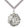 Sterling Silver St. Patrick Patron Saint Medal Necklace 7/8 x 3/4 inch with 24 inch Chain by Bliss