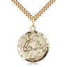 Gold Filled St. Genesius Patron Saint Medal Necklace 7/8 x 3/4 inch on 24 inch Curb Chain by Bliss Manufacturing