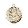 14kt solid gold St. Genesius patron saint medal pendant, handcrafted by Bliss Manufacturing USA, patron of actors