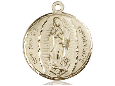 14kt Solid Gold Large Our Lady of Guadalupe Medal Pendant 1.25 x 1 inch by Bliss Manufacturing USA