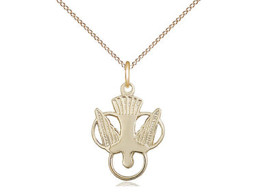 14kt Gold Filled Holy Spirit Dove Pendant Necklace 3/4 x 1/2 inch on 18 inch Chain by Bliss
