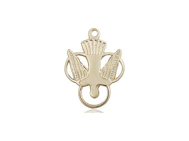 14kt Solid Gold Holy Spirit Dove Medal Pendant 3/4 x 1/2 Inch Handcrafted by Bliss Manufacturing