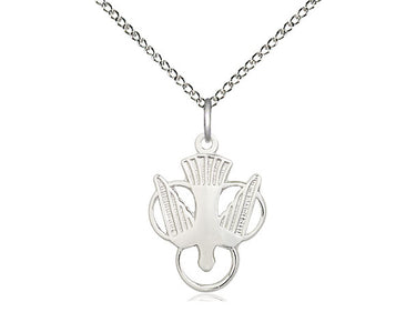 Sterling Silver Medium Holy Spirit Dove Pendant Necklace 3/4 x 1/2 with 18 Inch Curb Chain by Bliss