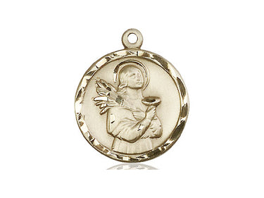 14kt Solid Gold St. Lucy Patron Saint Medal Pendant 7/8 inch handcrafted by Bliss Manufacturing USA