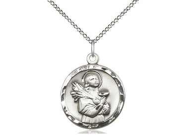 Sterling Silver St. Lucy patron saint medal necklace 7/8 x 3/4 inch pendant 18 inch chain by Bliss