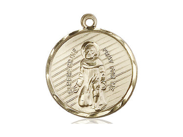 14kt Solid Gold St. Peregrine Patron Saint Medal Pendant 1 x 7/8 inches handcrafted by Bliss