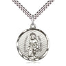 Sterling Silver St. Perregrine Patron Saint Medal Necklace 1 inch by 7/8 inch on 24 inch chain by Bliss